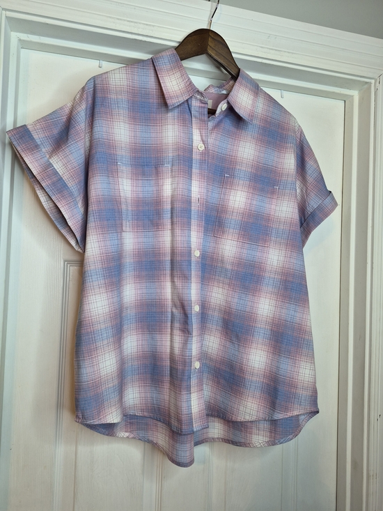 Ridgecut Tops - Ridegecut Womens Short-Sleeve Plaid Shirt - Pink & Blue Size Xl